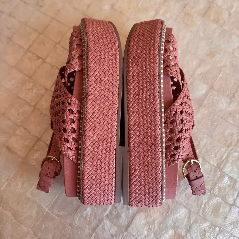 Ulla Johnson Gili Platform Flatform sandals shoes braided soft leather sz 39.5